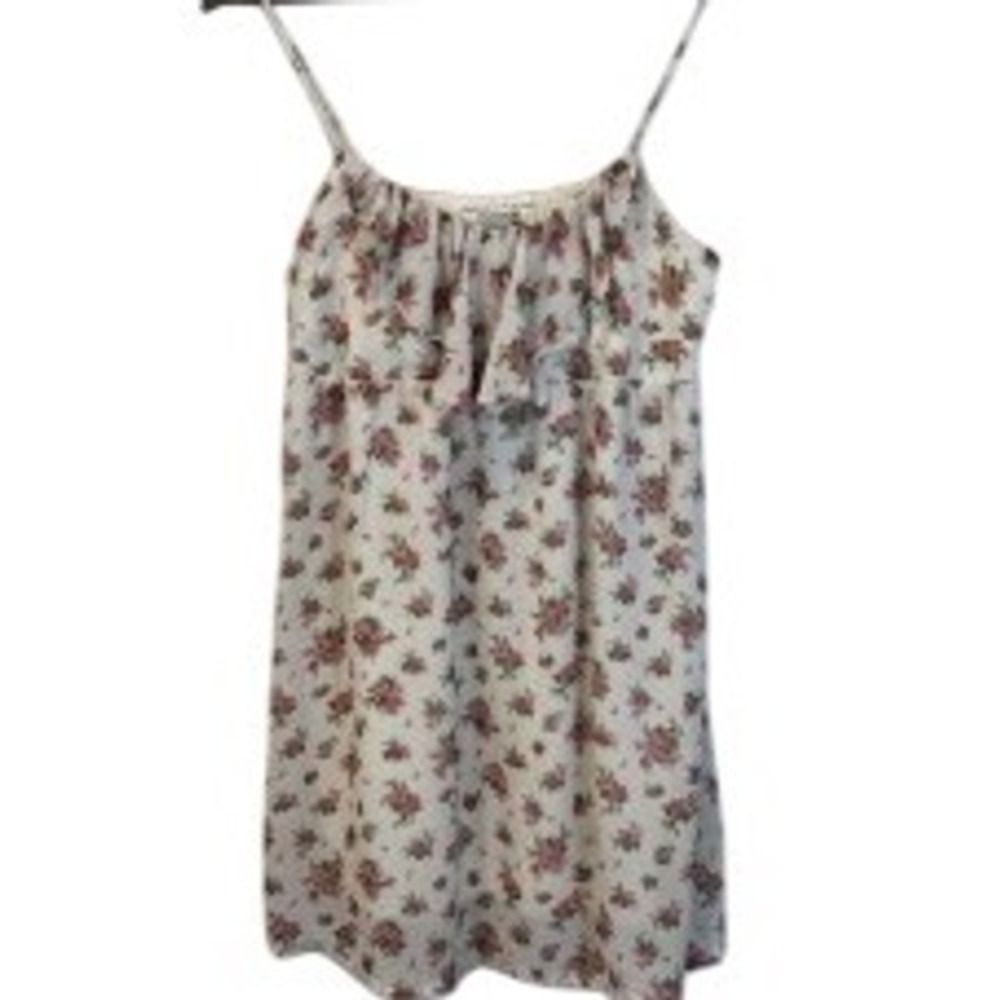 VINTAGE‎ 1990s Y2K Forever 21 Beige Floral Babydoll Mini Dress Size Medium